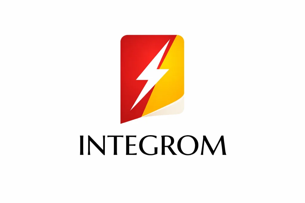Logo firmy Integrom z piorunem